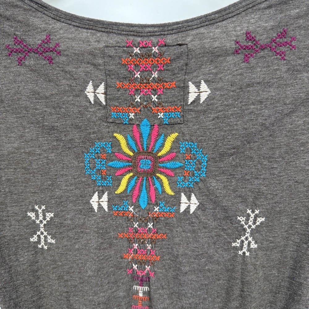 Johnny Was JWLA Embroidered Boho XS Cotton Blend Top Aztec Southwest Colorful - Picture 6 of 7